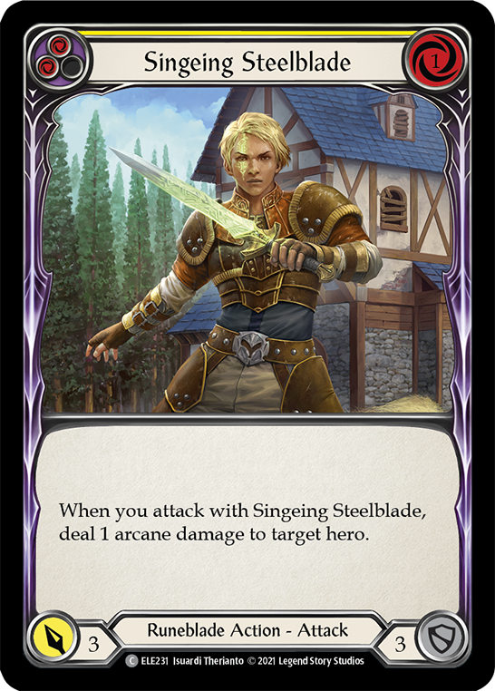 Singeing Steelblade (Yellow) [ELE231] (Tales of Aria)  1st Edition Normal | Good Games Modbury