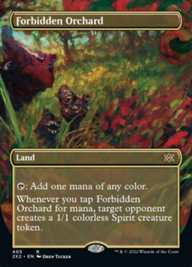 Forbidden Orchard (Borderless Alternate Art) [Double Masters 2022] | Good Games Modbury