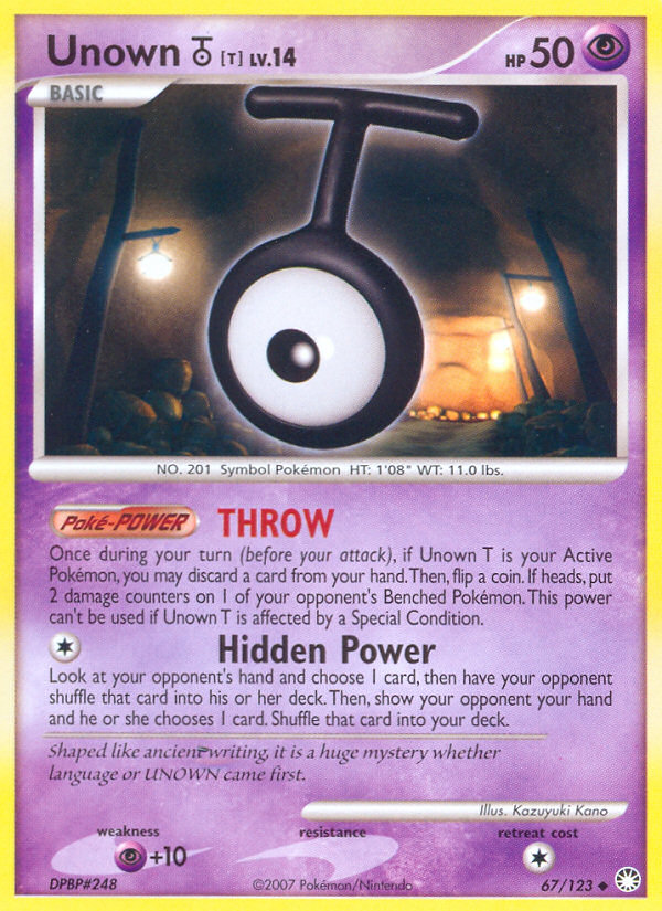 Unown T (67/123) [Diamond & Pearl: Mysterious Treasures] | Good Games Modbury