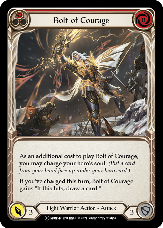 Bolt of Courage (Red) [U-MON042-RF] (Monarch Unlimited)  Unlimited Rainbow Foil | Good Games Modbury