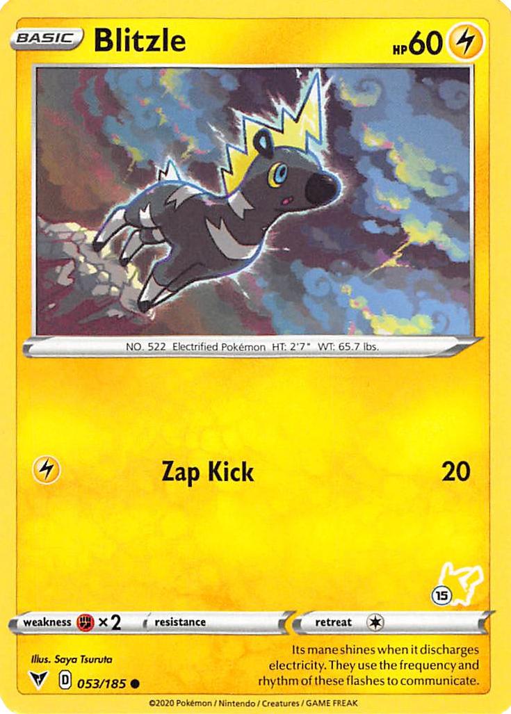 Blitzle (053/185) (Pikachu Stamp #15) [Battle Academy 2022] | Good Games Modbury