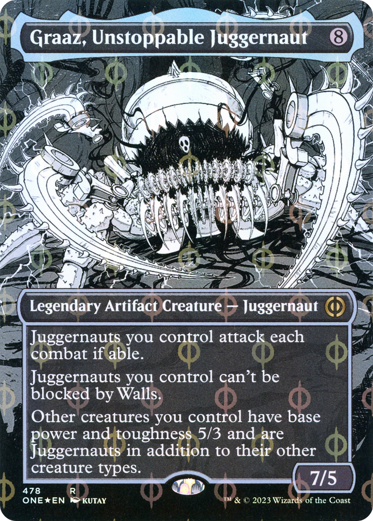 Graaz, Unstoppable Juggernaut (Borderless Manga Step-and-Compleat Foil) [Phyrexia: All Will Be One] | Good Games Modbury