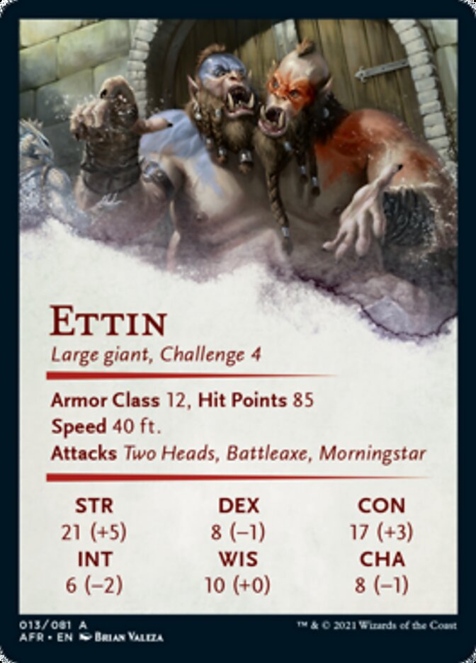 Ettin Art Card (Gold-Stamped Signature) [Dungeons & Dragons: Adventures in the Forgotten Realms Art Series] | Good Games Modbury