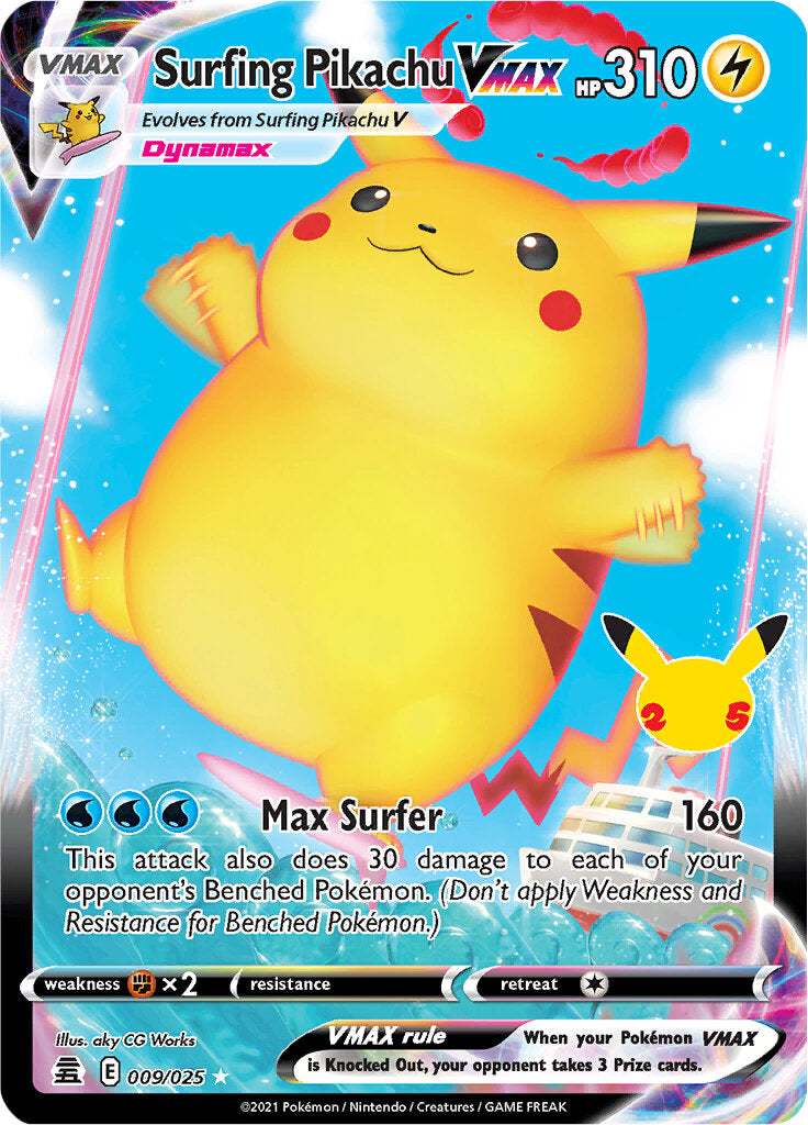 Surfing Pikachu VMAX (009/025) [Celebrations: 25th Anniversary] | Good Games Modbury