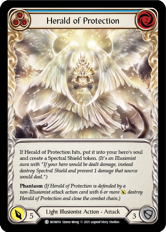 Herald of Protection (Blue) [MON016-RF] (Monarch)  1st Edition Rainbow Foil | Good Games Modbury