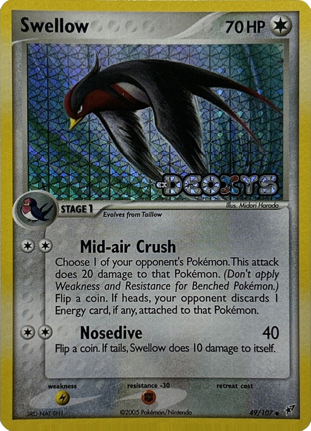 Swellow (49/107) (Stamped) [EX: Deoxys] | Good Games Modbury