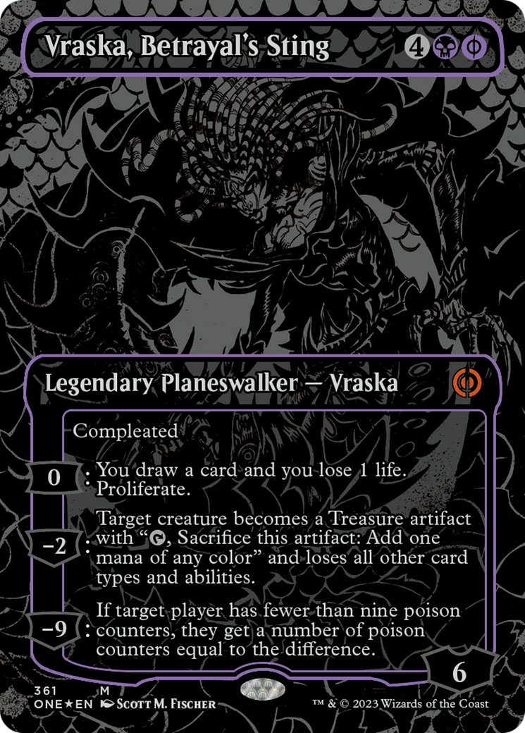 Vraska, Betrayal's Sting (Oil Slick Raised Foil) [Phyrexia: All Will Be One] | Good Games Modbury