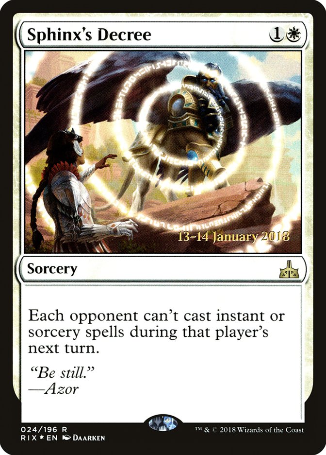 Sphinx's Decree [Rivals of Ixalan Prerelease Promos] | Good Games Modbury