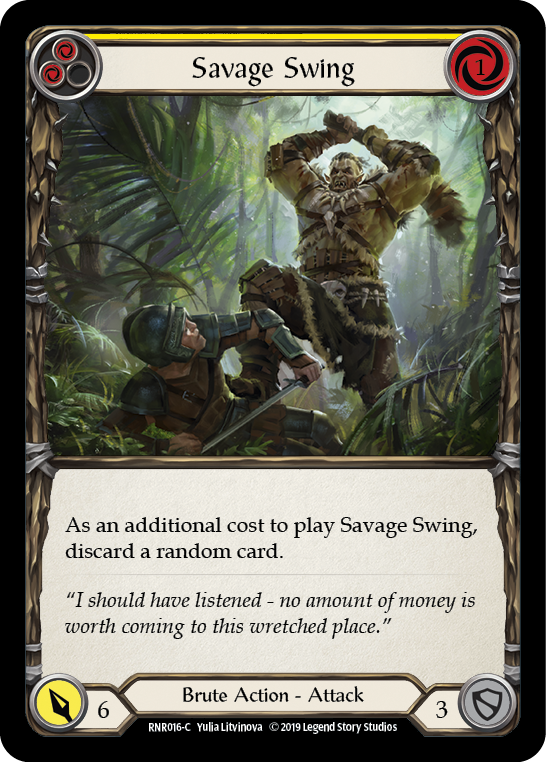 Savage Swing (Yellow) [RNR016-C] (Rhinar Hero Deck)  1st Edition Normal | Good Games Modbury