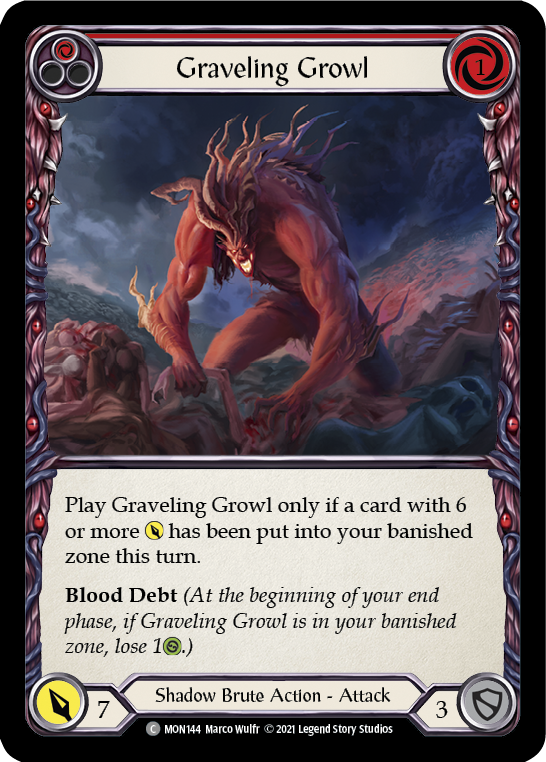 Graveling Growl (Red) [MON144-RF] (Monarch)  1st Edition Rainbow Foil | Good Games Modbury