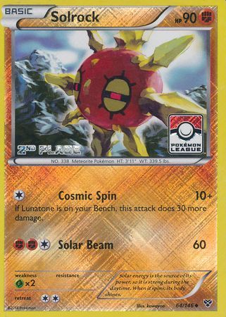 Solrock (64/146) (2nd Place League Challenge Promo) [XY: Base Set] | Good Games Modbury