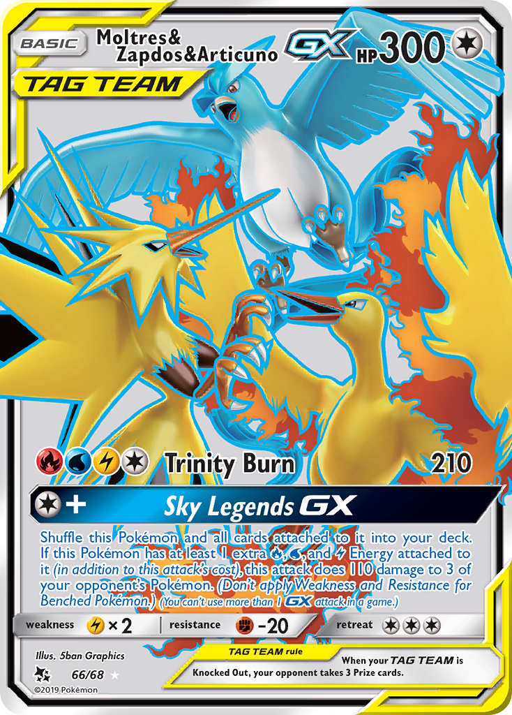 Moltres & Zapdos & Articuno GX (66/68) [Sun & Moon: Hidden Fates] | Good Games Modbury