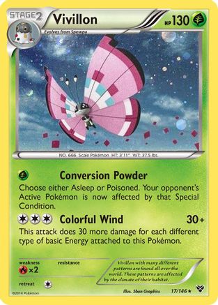 Vivillon (17/146) (Meadow Form/Pink Wings) (Cosmos Holo) [XY: Base Set] | Good Games Modbury