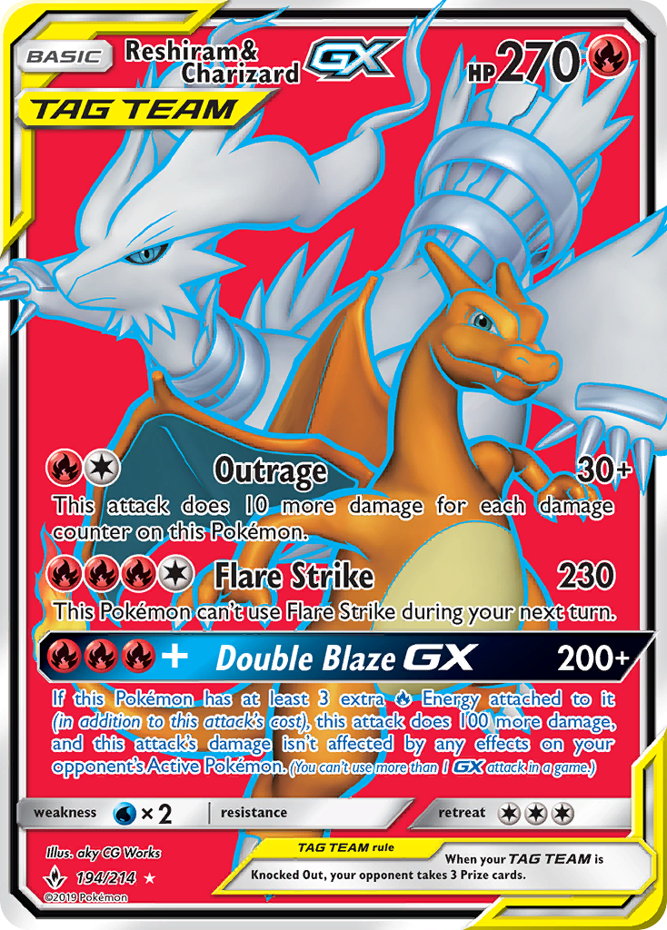 Reshiram & Charizard GX (194/214) [Sun & Moon: Unbroken Bonds] | Good Games Modbury