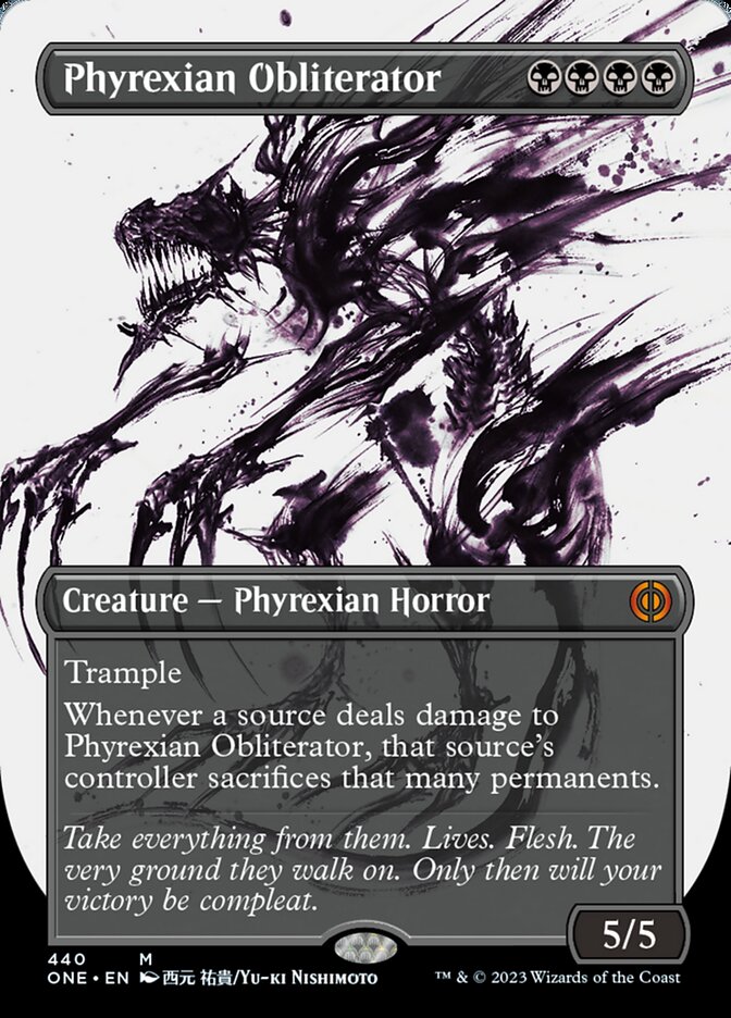 Phyrexian Obliterator (Borderless Ichor Step-and-Compleat Foil) [Phyrexia: All Will Be One] | Good Games Modbury