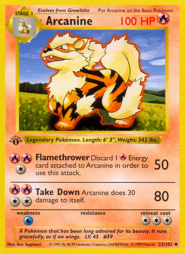 Arcanine (23/102) (Shadowless) [Base Set 1st Edition] | Good Games Modbury