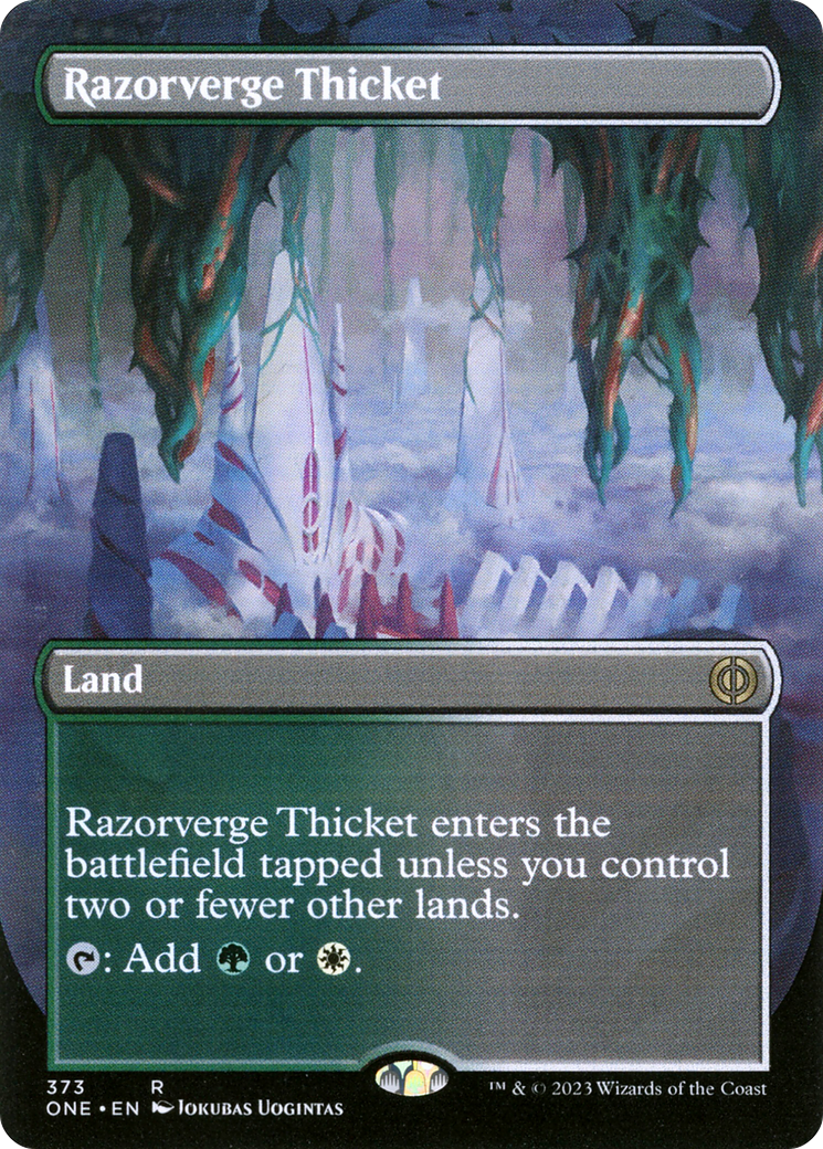 Razorverge Thicket (Borderless Alternate Art) [Phyrexia: All Will Be One] | Good Games Modbury