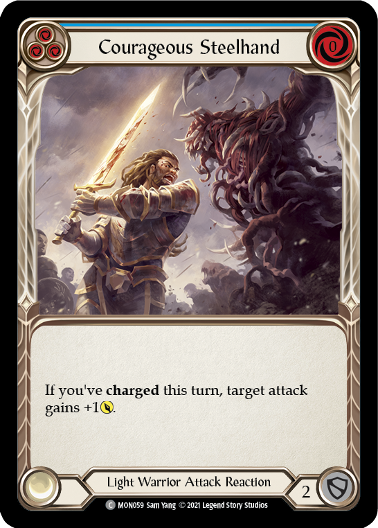 Courageous Steelhand (Blue) [MON059-RF] (Monarch)  1st Edition Rainbow Foil | Good Games Modbury