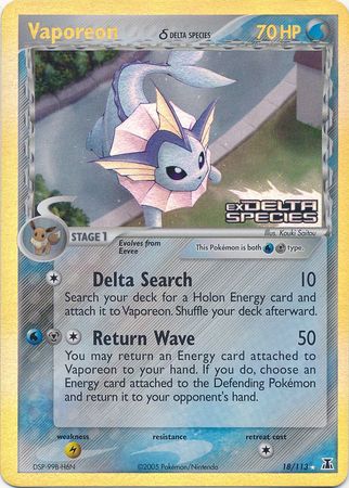 Vaporeon (18/113) (Delta Species) (Stamped) [EX: Delta Species] | Good Games Modbury