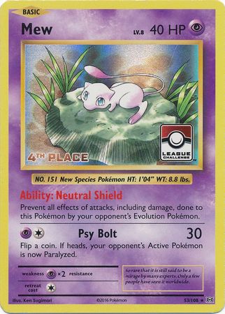 Mew (53/108) (League Promo 4th Place) [XY: Evolutions] | Good Games Modbury