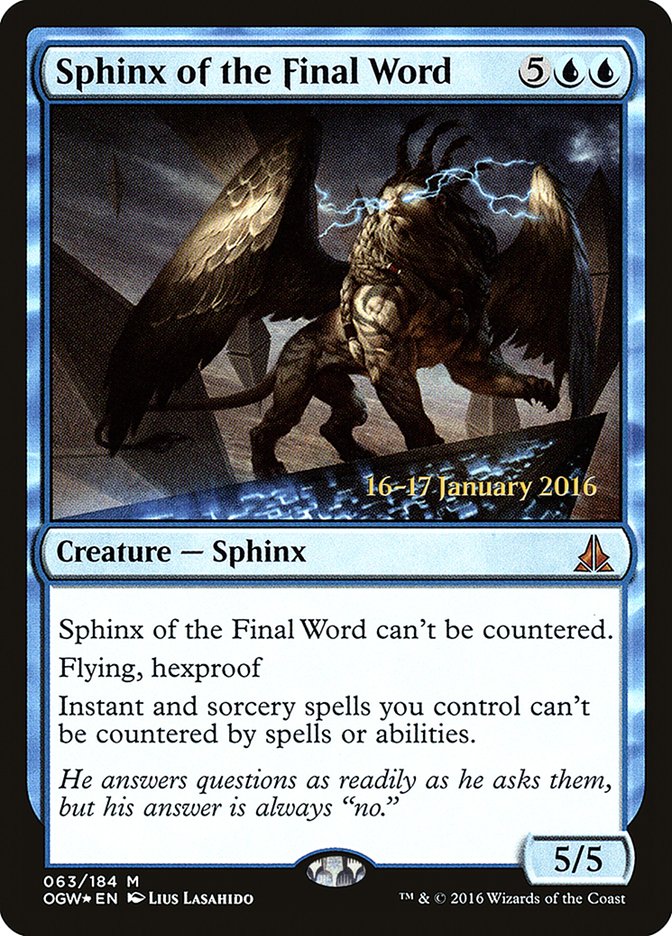 Sphinx of the Final Word [Oath of the Gatewatch Prerelease Promos] | Good Games Modbury