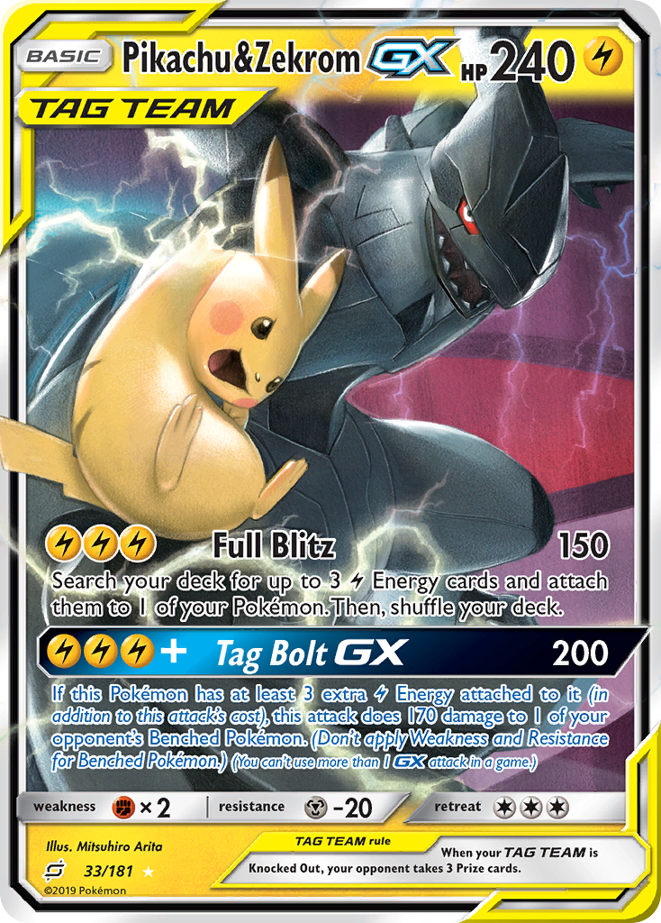 Pikachu & Zekrom GX (33/181) [Sun & Moon: Team Up] | Good Games Modbury