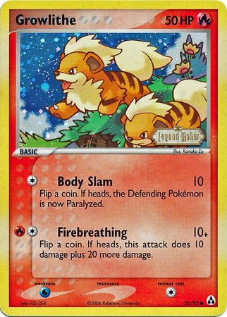 Growlithe (55/92) (Stamped) [EX: Legend Maker] | Good Games Modbury