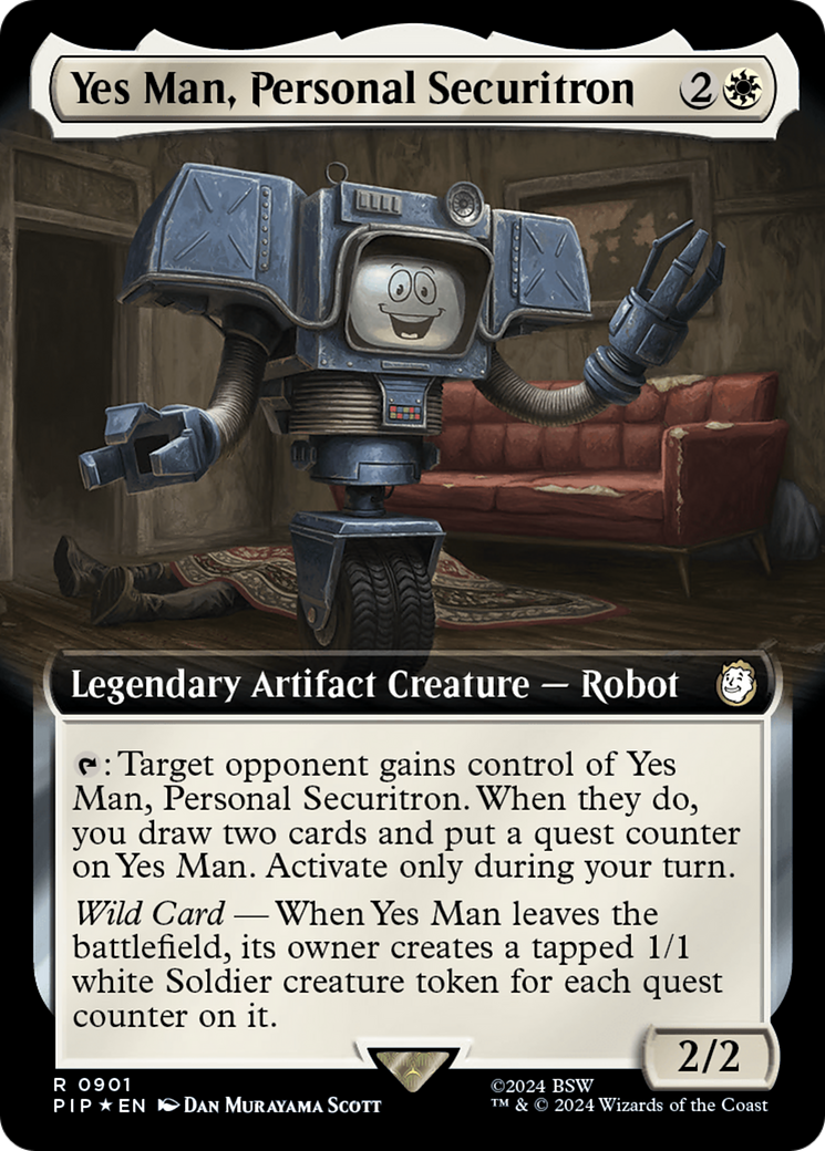 Yes Man, Personal Securitron (Extended Art) (Surge Foil) [Fallout] | Good Games Modbury