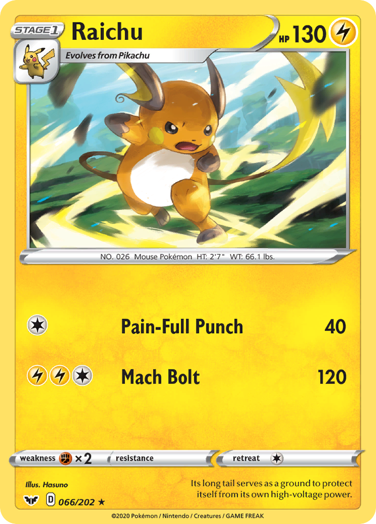 Raichu (066/202) [Sword & Shield: Base Set] | Good Games Modbury