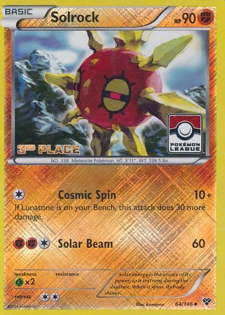 Solrock (64/146) (3rd Place League Challenge Promo) [XY: Base Set] | Good Games Modbury