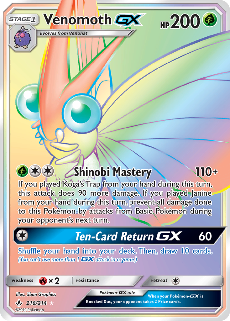 Venomoth GX (216/214) [Sun & Moon: Unbroken Bonds] | Good Games Modbury