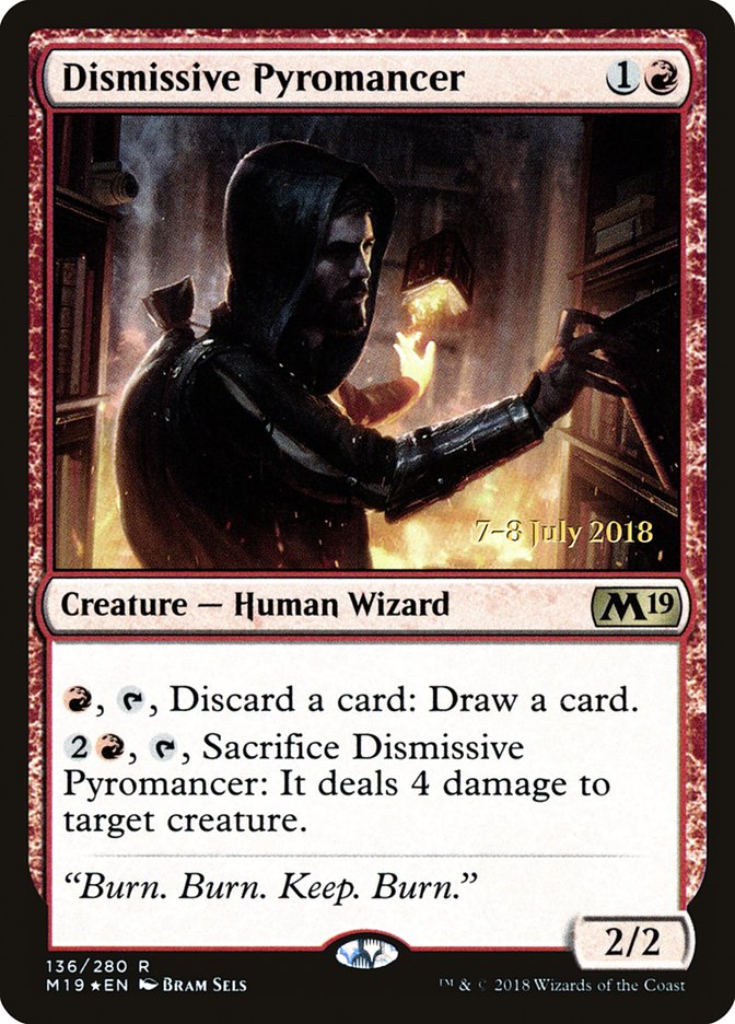 Dismissive Pyromancer [Core Set 2019 Prerelease Promos] | Good Games Modbury