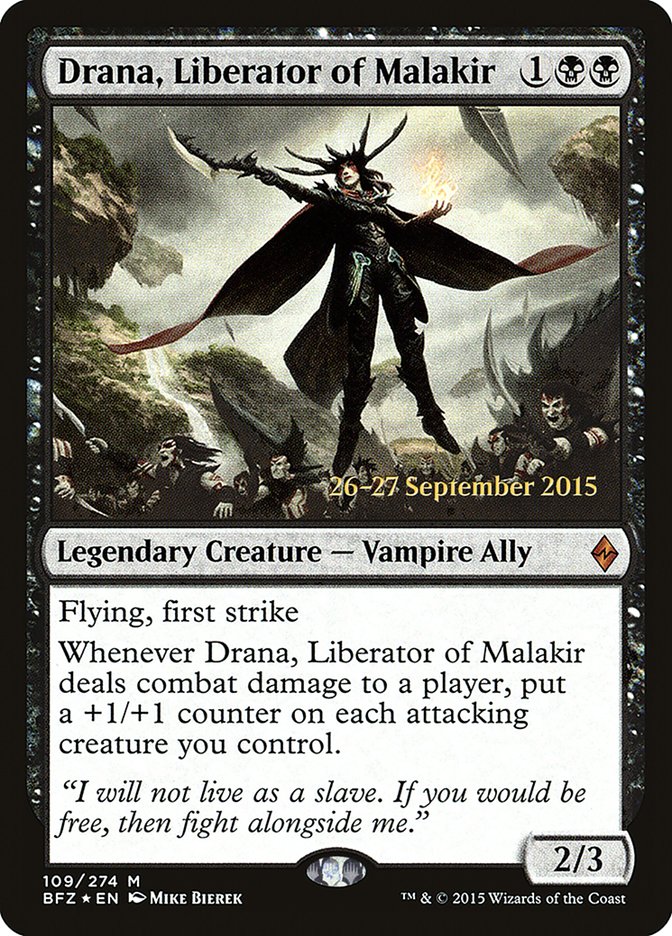 Drana, Liberator of Malakir [Battle for Zendikar Prerelease Promos] | Good Games Modbury