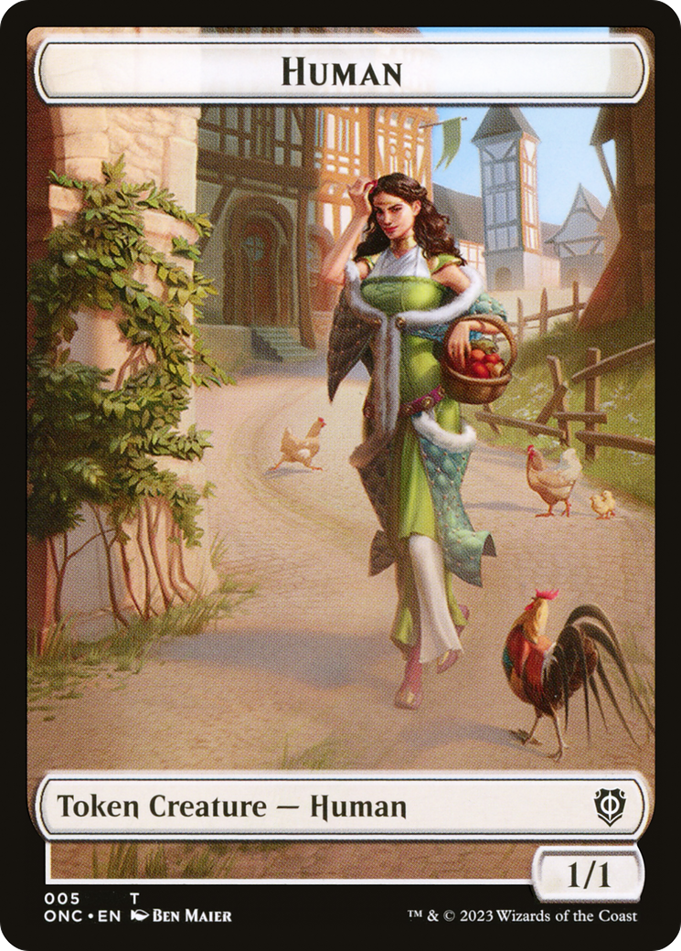 Human // Spirit Double-Sided Token [Phyrexia: All Will Be One Commander Tokens] | Good Games Modbury