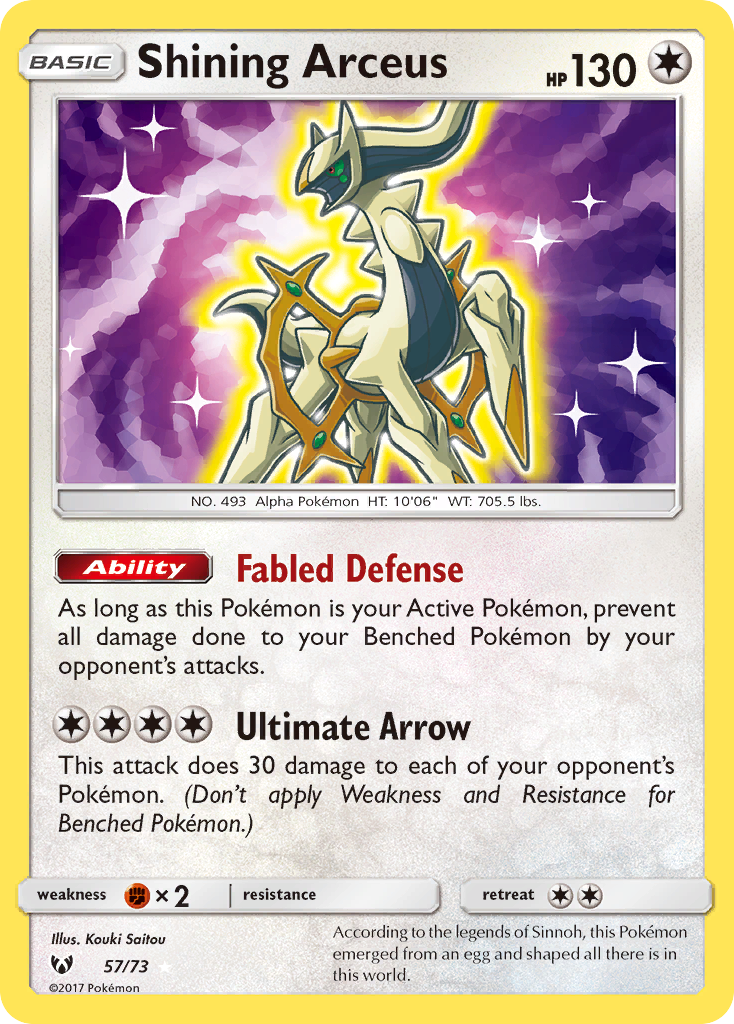 Shining Arceus (57/73) [Sun & Moon: Shining Legends] | Good Games Modbury