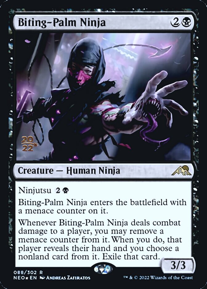 Biting-Palm Ninja [Kamigawa: Neon Dynasty Prerelease Promos] | Good Games Modbury