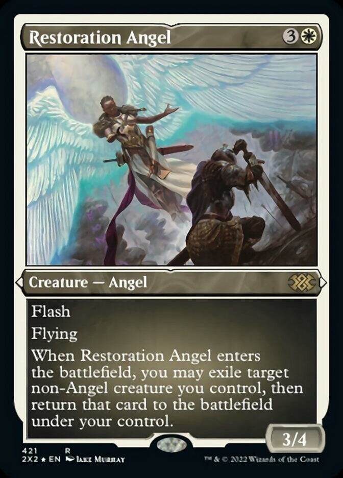 Restoration Angel (Foil Etched) [Double Masters 2022] | Good Games Modbury