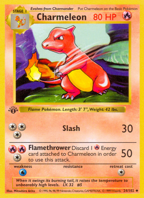 Charmeleon (24/102) (Shadowless) [Base Set 1st Edition] | Good Games Modbury