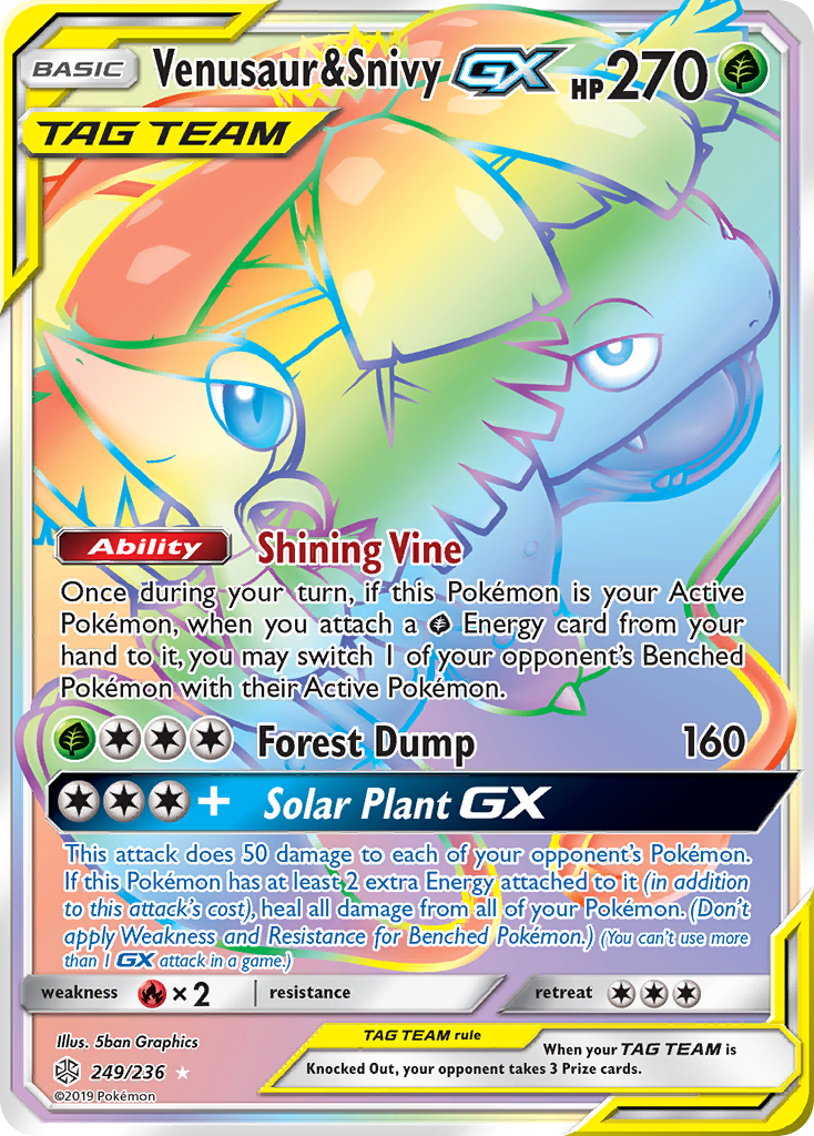 Venusaur & Snivy GX (249/236) [Sun & Moon: Cosmic Eclipse] | Good Games Modbury