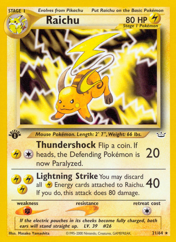 Raichu (21/64) [Neo Revelation 1st Edition] | Good Games Modbury