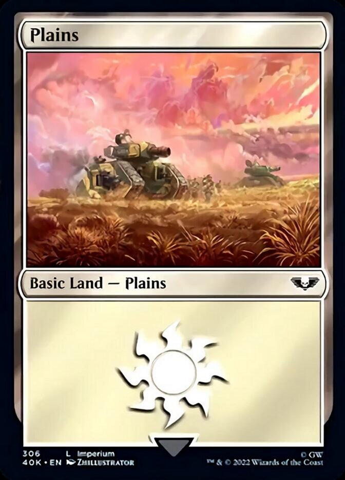 Plains (306) (Surge Foil) [Universes Beyond: Warhammer 40,000] | Good Games Modbury