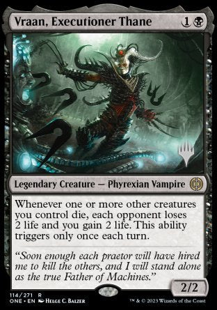 Vraan, Executioner Thane (Promo Pack) [Phyrexia: All Will Be One Promos] | Good Games Modbury