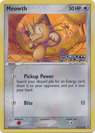 Meowth (77/113) (Stamped) [EX: Delta Species] | Good Games Modbury