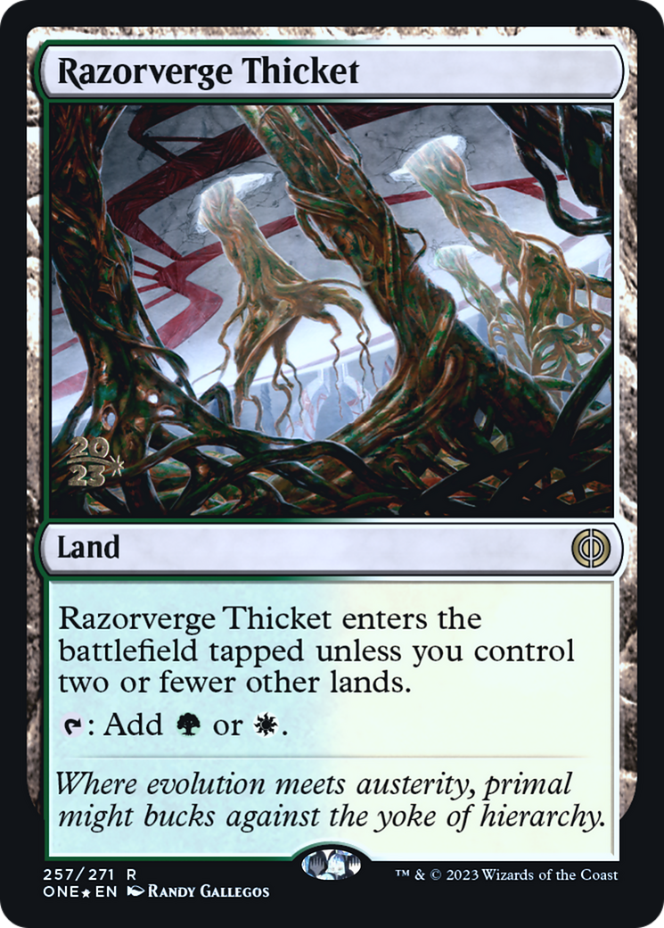 Razorverge Thicket [Phyrexia: All Will Be One Prerelease Promos] | Good Games Modbury