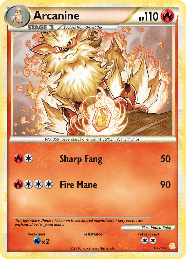 Arcanine (1/123) (Theme Deck Exclusive) [HeartGold & SoulSilver: Base Set] | Good Games Modbury