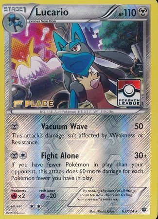 Lucario (63/124) (League Promo 1st Place) [XY: Fates Collide] | Good Games Modbury