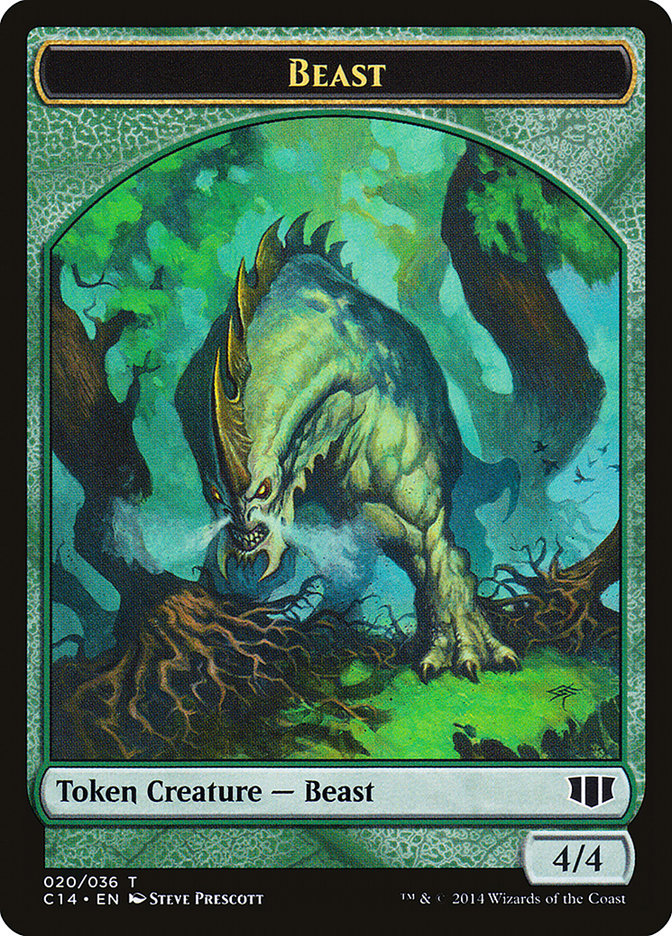 Elf Druid // Beast (020/036) Double-Sided Token [Commander 2014 Tokens] | Good Games Modbury