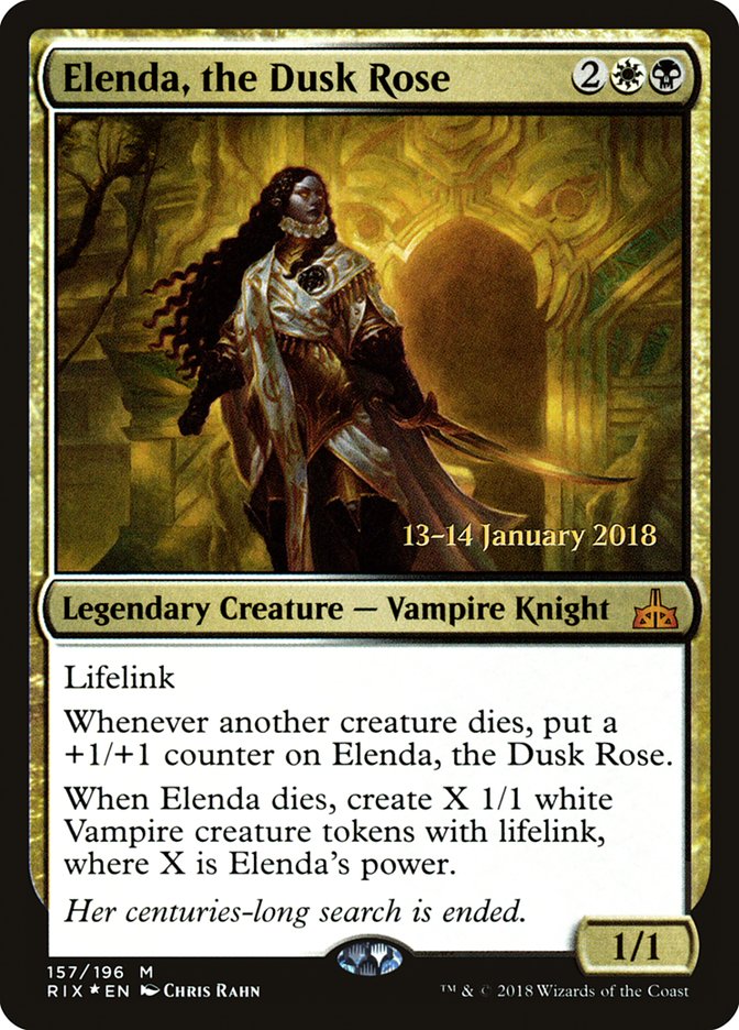 Elenda, the Dusk Rose [Rivals of Ixalan Prerelease Promos] | Good Games Modbury