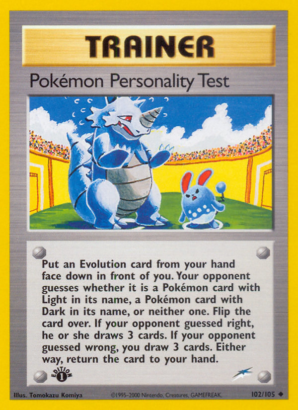 Pokemon Personality Test (102/105) [Neo Destiny 1st Edition] | Good Games Modbury