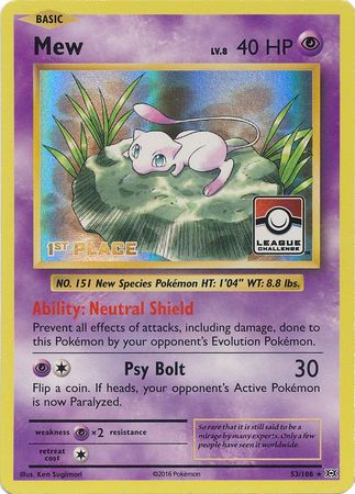 Mew (53/108) (League Promo 1st Place) [XY: Evolutions] | Good Games Modbury